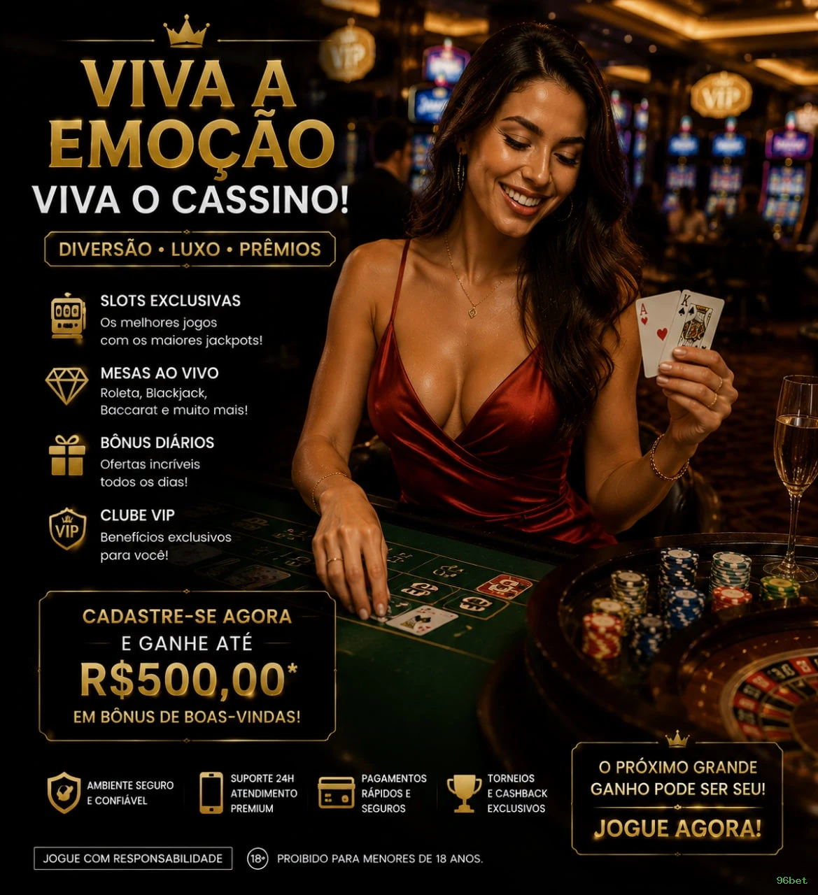 Bônus exclusivos membros VIP 96bet